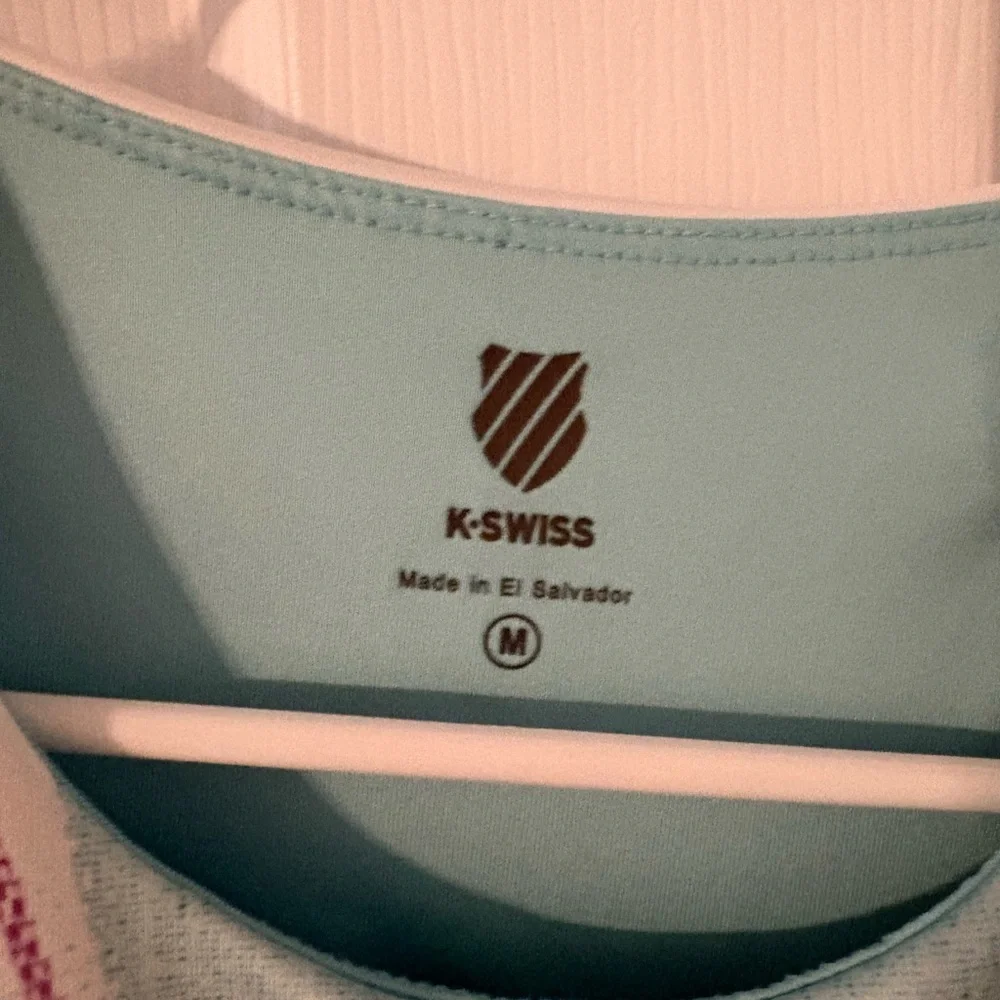 K-Swiss Athletic Tennis Dress Medium Built-In Bra Blue Striped Racerback Active - Picture 4 of 6